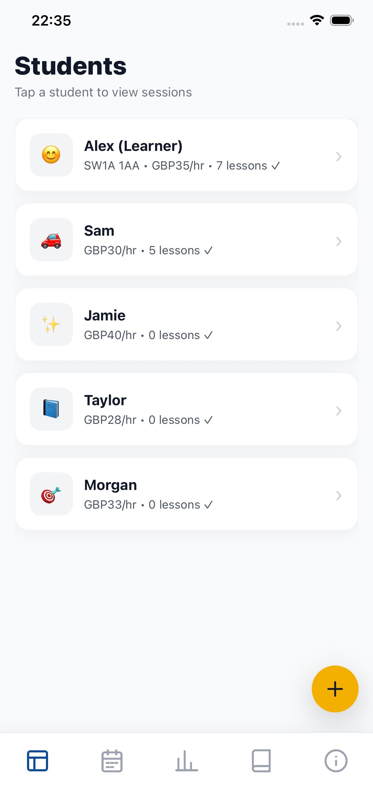 Driving Instructor Logbook app screenshots
